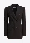 Sportmax Black Slim Double-breasted Jacket Wth Rhinestone Detail In Stretch Polyamide Woman In Black