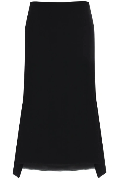 Sportmax Midi Skirt With Wrap Slits And In Black