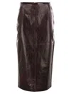 Sportmax Afa - Leather Midi Skirt In Black