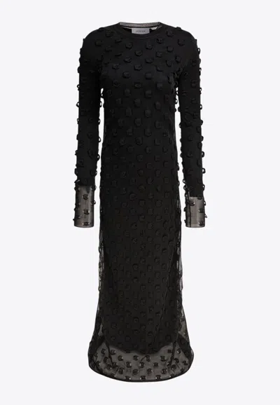 Sportmax Backless Round Neck Dress With Long Sleeves In Black