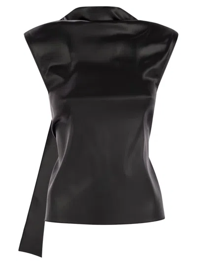 Sportmax Agadir1234 - Sleeveless Top With Drape In Black