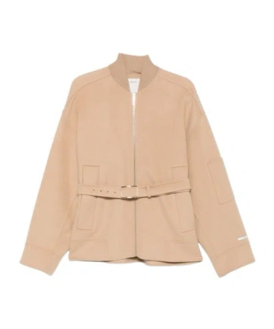 Sportmax Agora Belted Zip-up Jacket In Brown