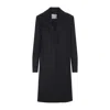 Sportmax Long Black Virgin Wool Coat With Tailored Fit In Black