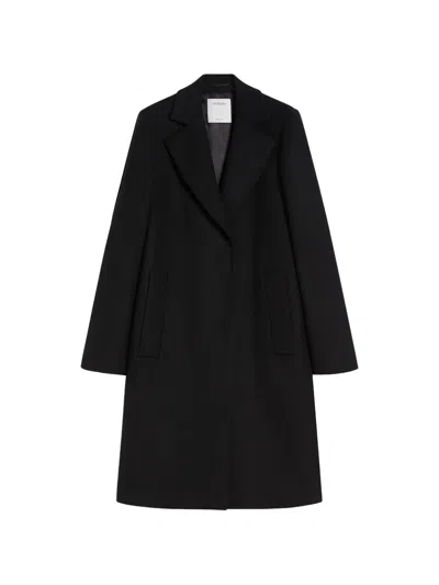 Sportmax Tailored Wool Coat With Back Vent And Pockets In Black