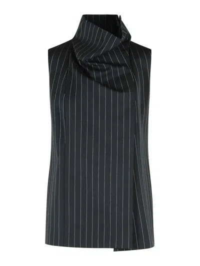 Sportmax Wool Sleeveless Tailored Top In Multi