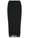 Sportmax Long Skirt In Stretch Ribbed Fabric In Black
