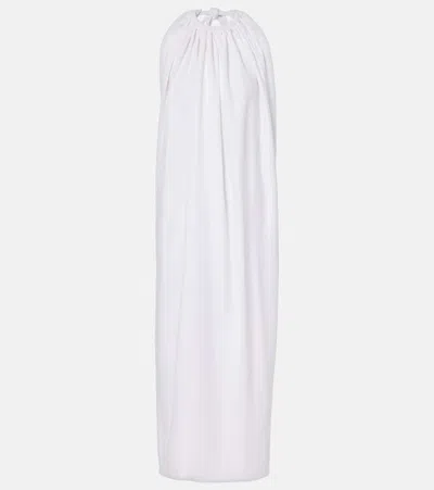 Sportmax Alceste Draped Halterneck Maxi Dress In Weiss