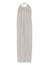 Sportmax Sleeveless Long Viscose Dress With Gathered Neckline And Open Back In White
