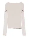 Sportmax Layered Chenille Crewneck Sweater With Detachable Sleeves In Neutral