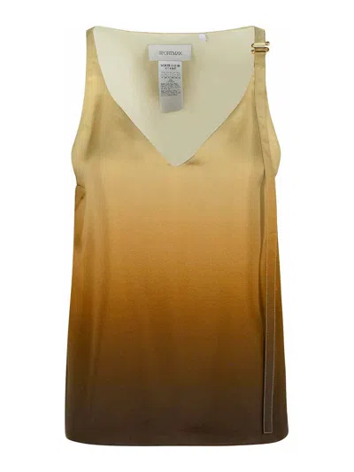 SPORTMAX ALCUNO BEIGE GRADIENT SILK TOP