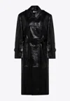 Sportmax Black Nappa Leather Alfeo1234 Trench Coat In Black
