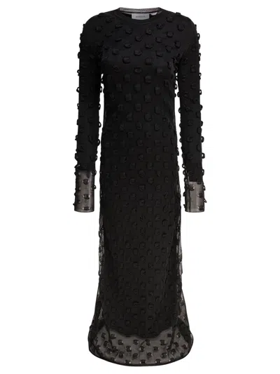 Sportmax Backless Round Neck Dress With Long Sleeves In Black