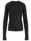 Sportmax All-over Embellished Crewneck Top In Black