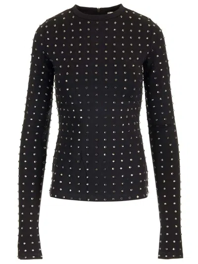 Sportmax Black Stretch Sweater With Rhinestones