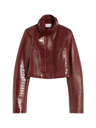 Sportmax Alligator-print Collar Jacket In Red
