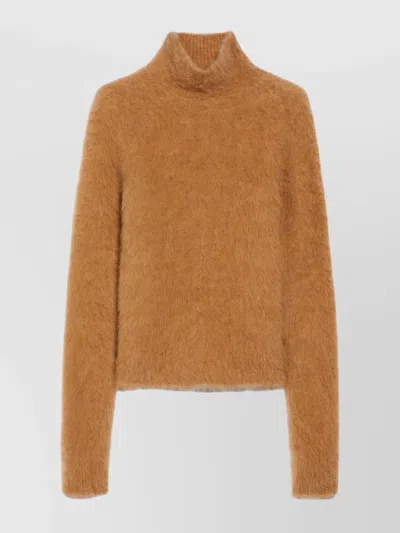 Sportmax Elgar Fluffy Alpaca Blend Knit Sweater In Camel