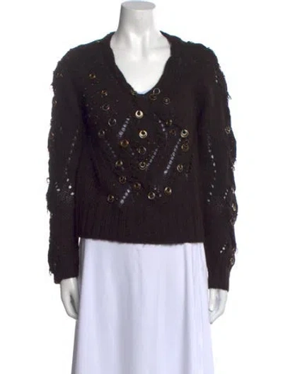 Pre-owned Sportmax Alpaca Scoop Neck Sweater In Black