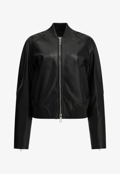 Sportmax Amour Zip-up Nappa Leather Jacket In Black