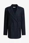 Sportmax Ancella Double-breasted Denim Blazer In Blue