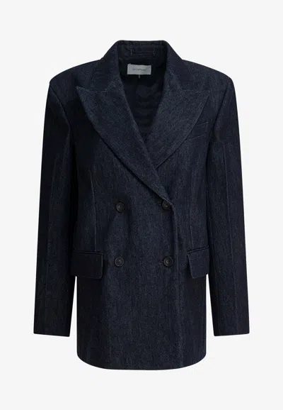 Sportmax Ancella Double-breasted Denim Blazer In Blue