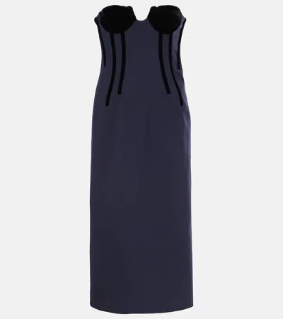 Sportmax Anemone Wool-blend Bustier Midi Dress In Blue