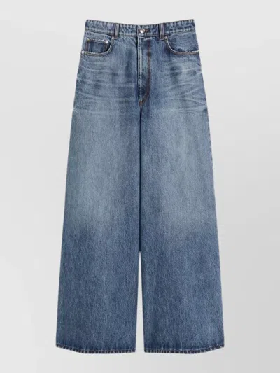 Sportmax Angri Denim Five Pocket Wide Trousers In Blue