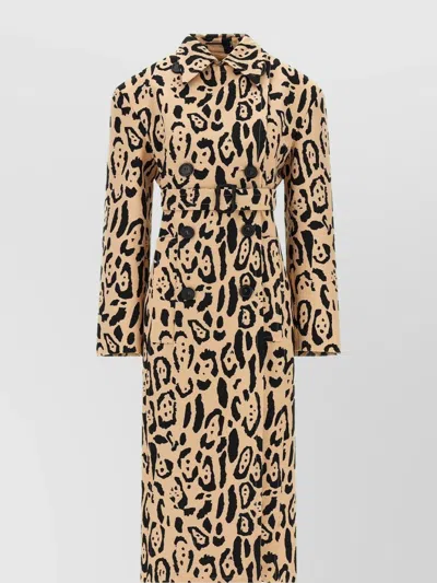 SPORTMAX ANIMAL PRINT BELTED TRENCH COAT