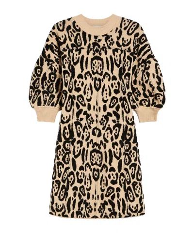 Sportmax Animal Print Dress In Beige