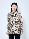 Sportmax Armony Animal Patterned Long-sleeved Shirt In Beige