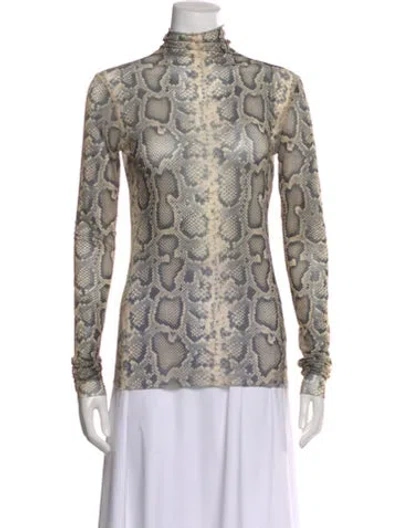 Pre-owned Sportmax Animal Print Turtleneck Top In Multi