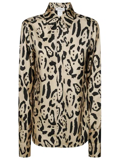 Sportmax Animalier Armony Silk Shirt In Neutral
