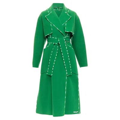Sportmax Anniversary Collection Handmade Virgin Wool Cashmere Coat In Green