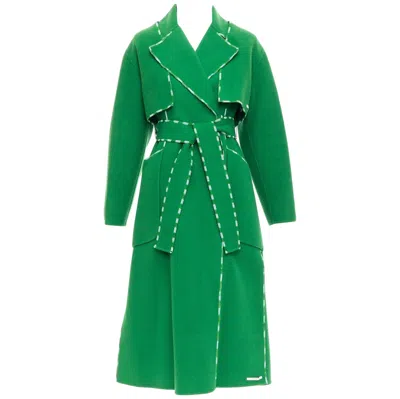Pre-owned Sportmax Anniversary Collection Handmade Virgin Wool Cashmere Coat It34 Xxs In Blue