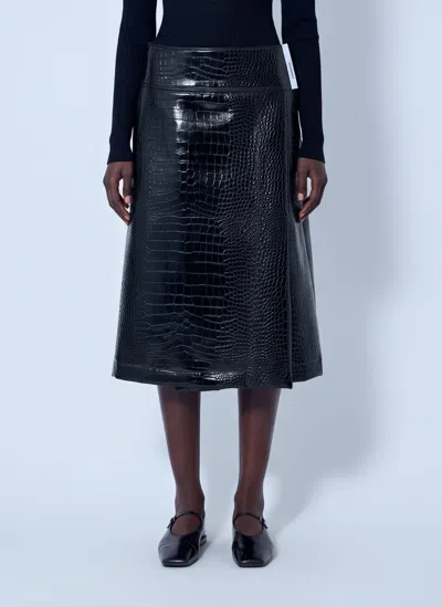 Sportmax Aquile Embossed Midi Skirt In Black