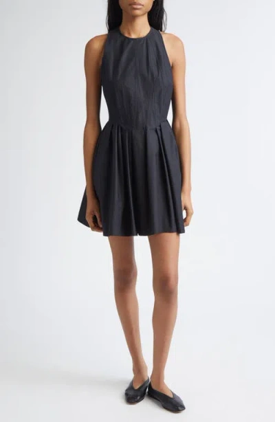 Sportmax Ara Pleated Cotton Poplin Minidress In Black