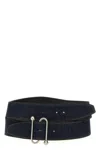 Sportmax Wide Denim Texture Belt With Silver Buckle