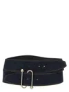 Sportmax Wide Denim Texture Belt With Silver Buckle