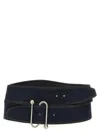 Sportmax Wide Denim Texture Belt With Silver Buckle