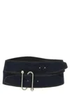 Sportmax Wide Denim Texture Belt With Silver Buckle