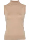Sportmax Ardenza Roll Neck Sleeveless Vest In Neutrals