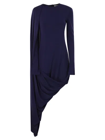 Sportmax Ariete1234 Asymmetrical Dress With Draping In Blue