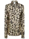 Sportmax Animalier Armony Silk Shirt In Brown