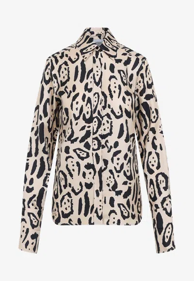 Sportmax Armony Leopard Print Silk Shirt In Brown