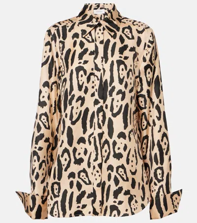 Sportmax Armony Leopard-print Silk Top In Black