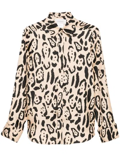 Sportmax Armony Silk Shirt With Graphic Print In Beige