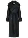 Sportmax Arold Pinstripe Trench Coat In Pure Wool In Gray