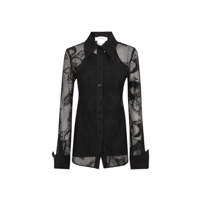 Sportmax Floral-pattern Semi-transparent Asti Shirt In Black