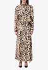 Sportmax Silk Leopard Print Astoria Maxi Dress In Beige