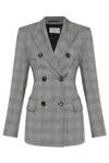 Sportmax Tailored Double Breasted Prince Of Wales Jacket In Bianco E Nero