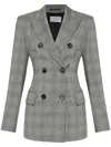 Sportmax Tailored Double Breasted Prince Of Wales Jacket In 灰色